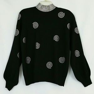 St. John Separates Black Mock Turtleneck SP